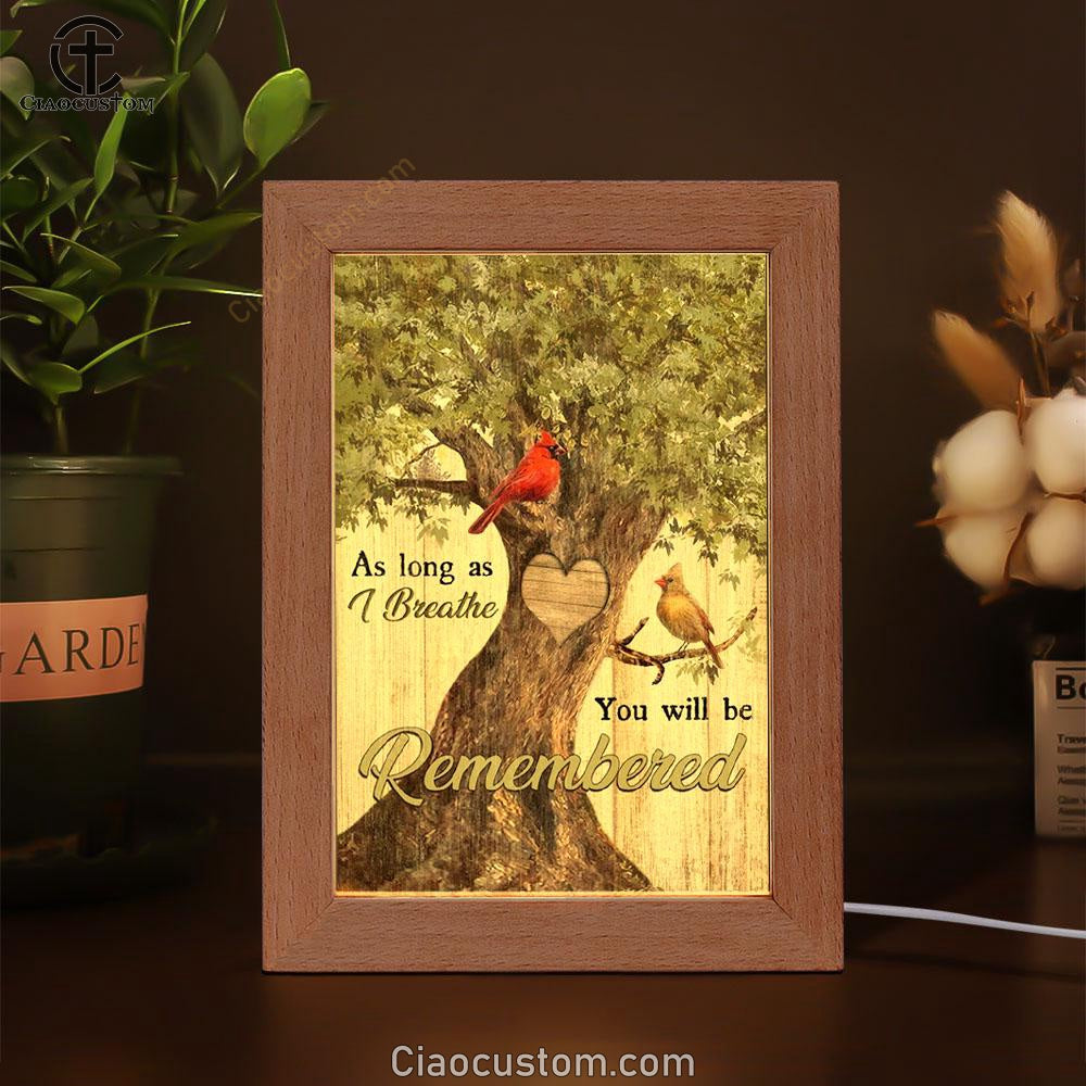 Cardinals Drawing, Oak Tree, Heart Shape, You Will Be Remembered Frame Lamp