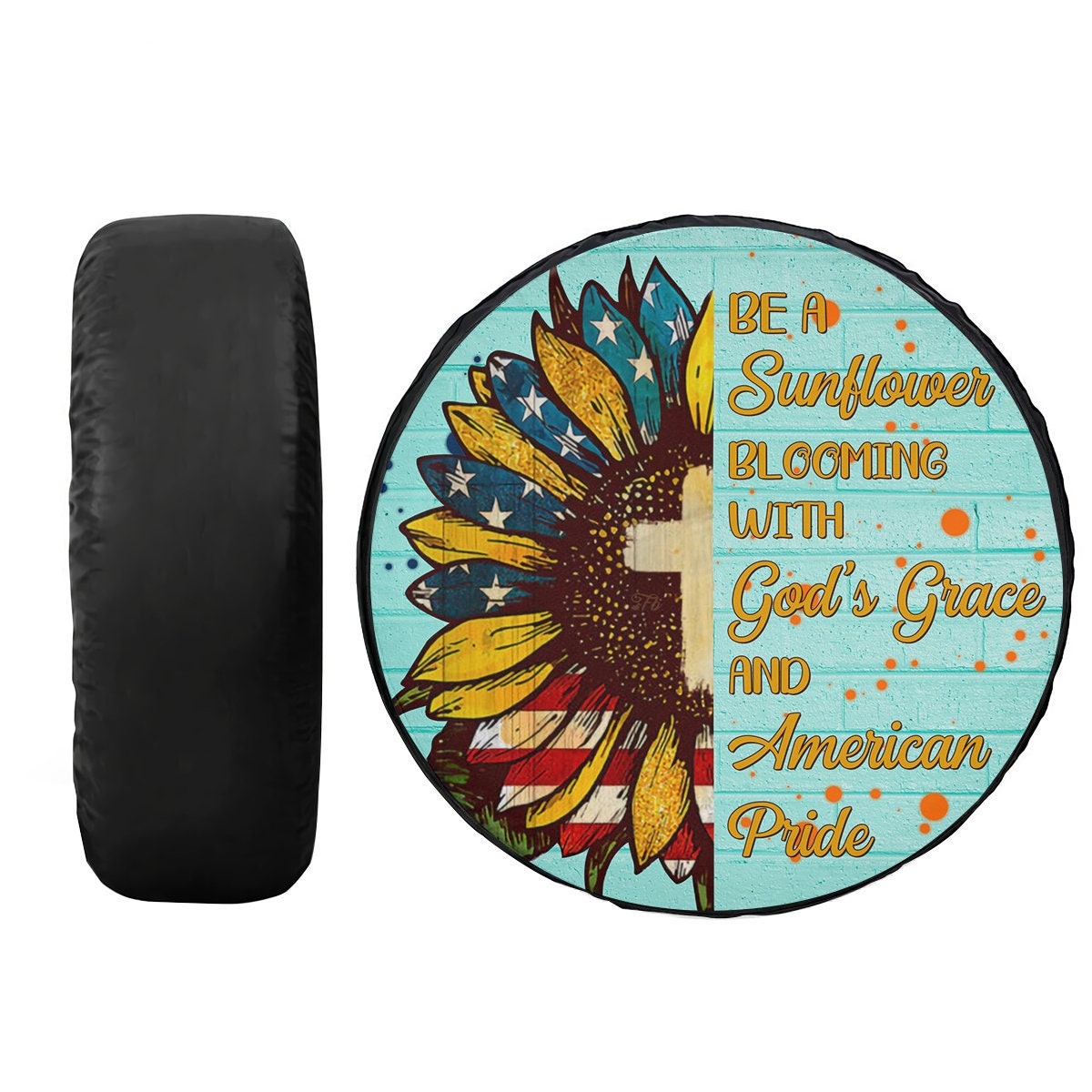 Cartoon Sunflower Artwork Tire Cover - Be A Sunflower Tire Cover - Christian Tire Cover