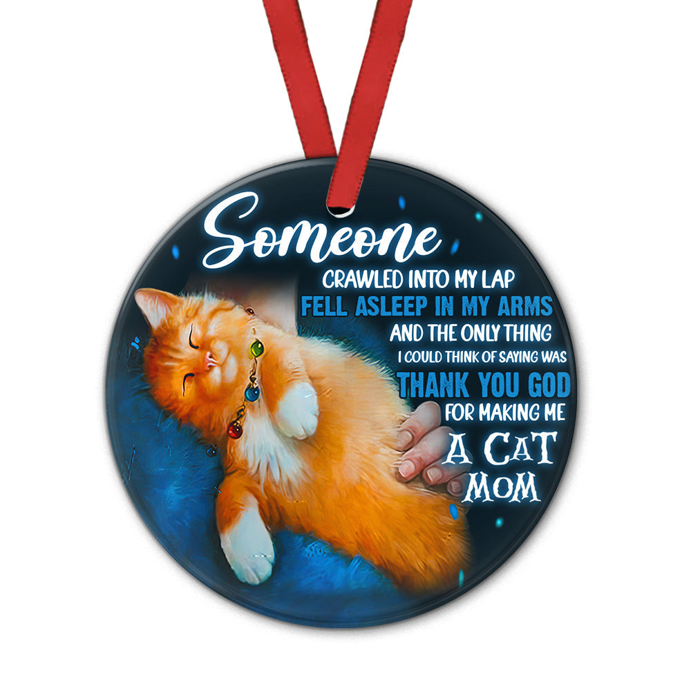 Cat Mom Ceramic Circle Ornament - Decorative Ornament - Christmas Ornament