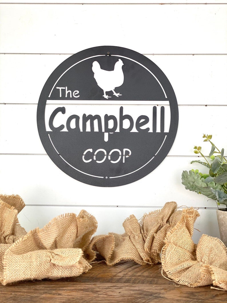Chicken Coop Family Name Metal Sign Farmhouse Sign Personalized Farm Sign Rooster