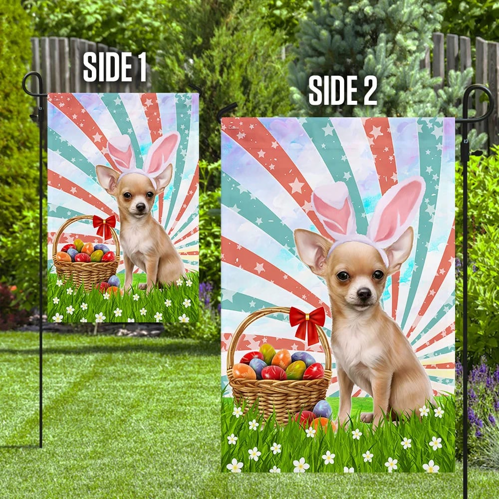 Chihuahua Easter American House Flag - Happy Easter Garden Flag - Decorative Easter Flags