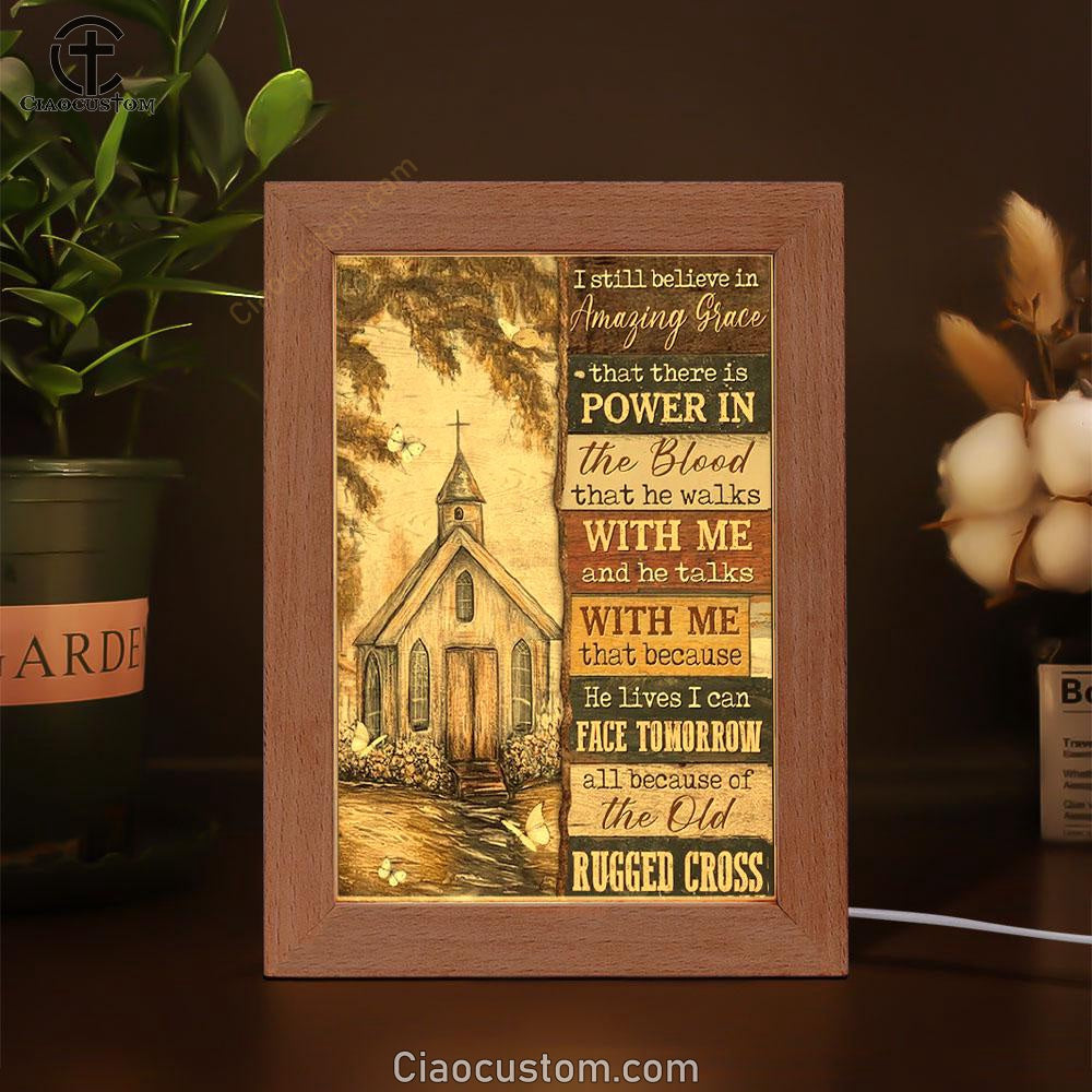 Christ Church, Church Drawing, The Old Rugged Cross Frame Lamp