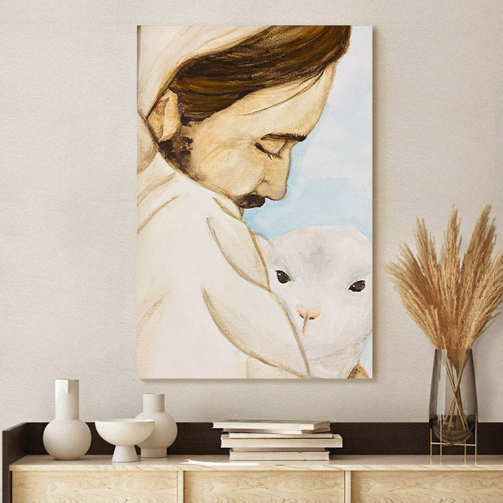 Christ Holding A Lamb Canvas Posters - Jesus Christ Canvas Art - Ciaocustom