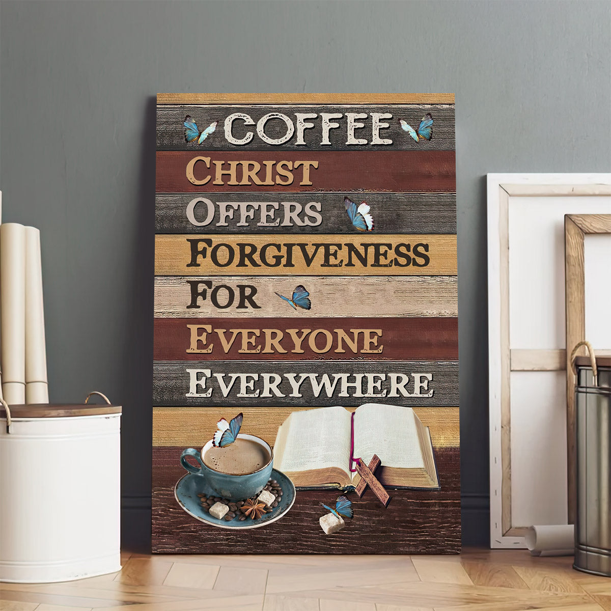 Christ Offers Forgiveness For Everyone Everywhere Wall Art Canvas Jesus Coffee