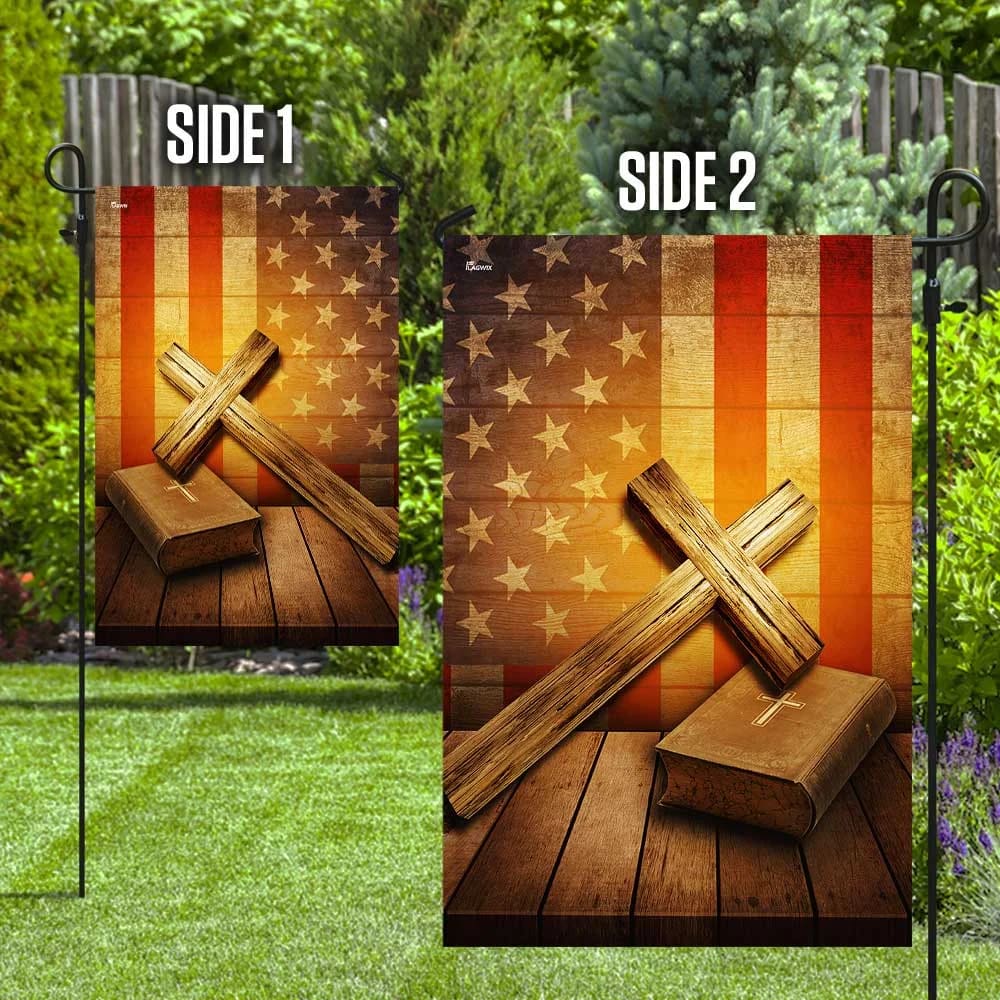 Christian Cross America House Flags - Christian Garden Flags - Outdoor Christian Flag