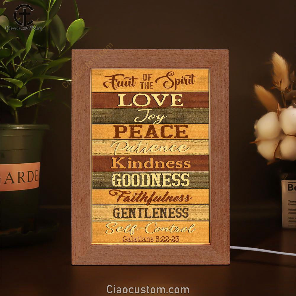 Christian Galatians 522-23 Fruit Of The Spirit Frame Lamp Prints - Bible Verse Wooden Lamp - Scripture Night Light