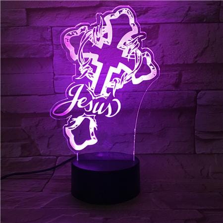 Christian Lamp Jesus Cross 3D Illusion Lamp - Christian Night Light - Christian Home Decor - Christian Easter Gifts