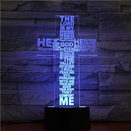 Christian Lamp Psalm 23 3D Illusion Lamp - Christian Night Light - Christian Home Decor - Christian Easter Gifts