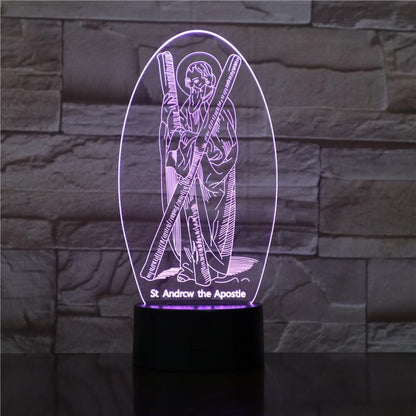 Christian Lamp St Andrew 3D Illusion Lamp - Christian Night Light - Christian Home Decor - Christian Easter Gifts