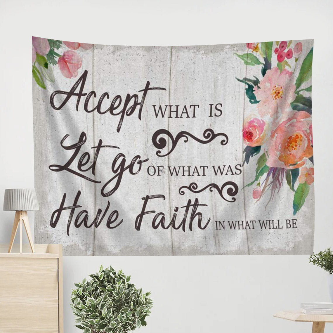 Christian Wall Art Accept What Is Let Go Of Was - Christian Tapestry - Christian Wall Tapestry