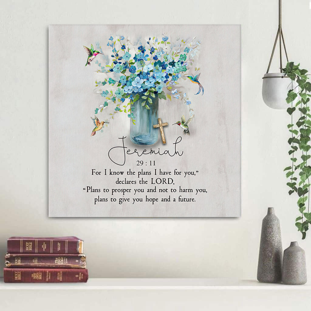 Christian Wall Art Jeremiah 2911 Niv Hummingbird Flowers Canvas Print