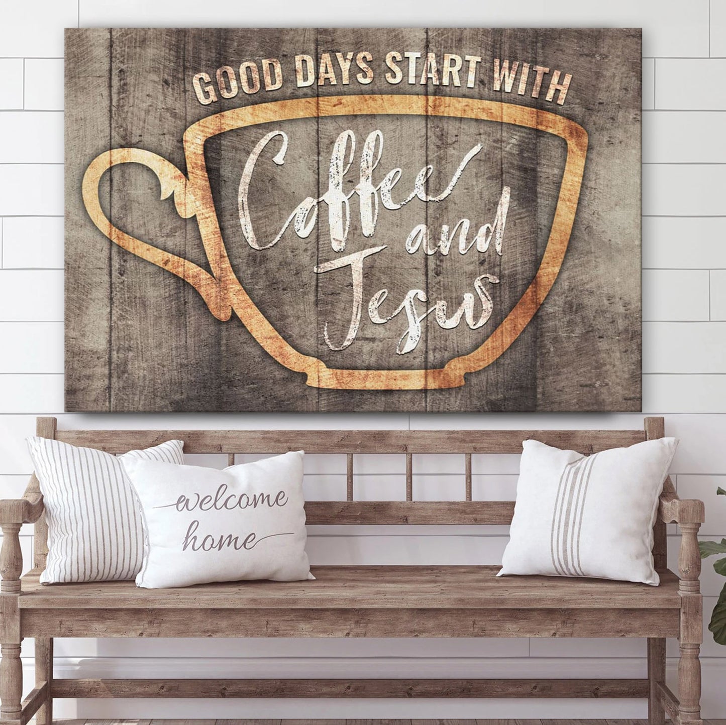 Christian Wall Decor Good Days Start With Coffee And Jesus Art Canvas - Christian Art Gift