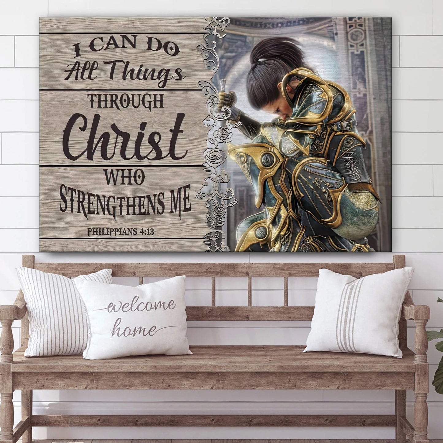 Christian Warrior Philippians 413 I Can Do All Things Through Christ Canvas Wall Art