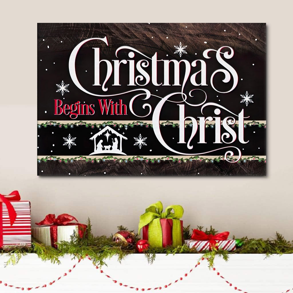Christmas Begins With Christ Jesus Born Wall Art Canvas Christian Gifts - Religious Canvas Painting