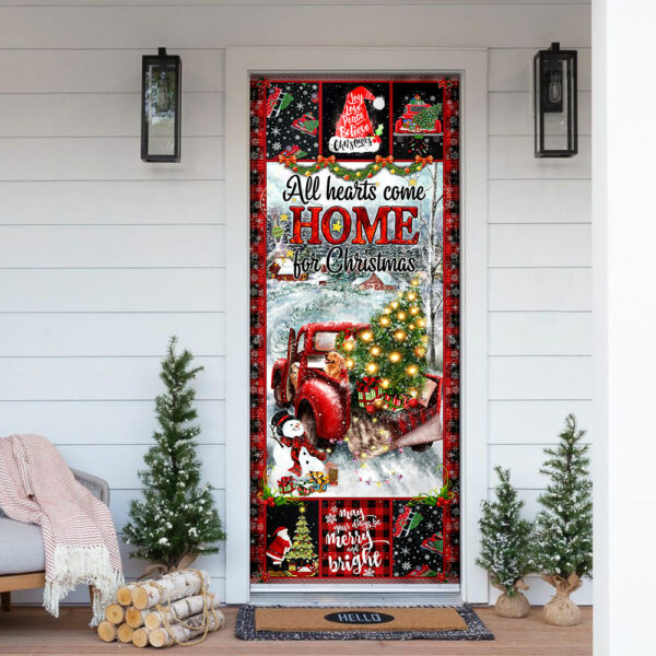 Christmas Door Cover All Hearts Come Home For Christmas - Christmas Door Cover