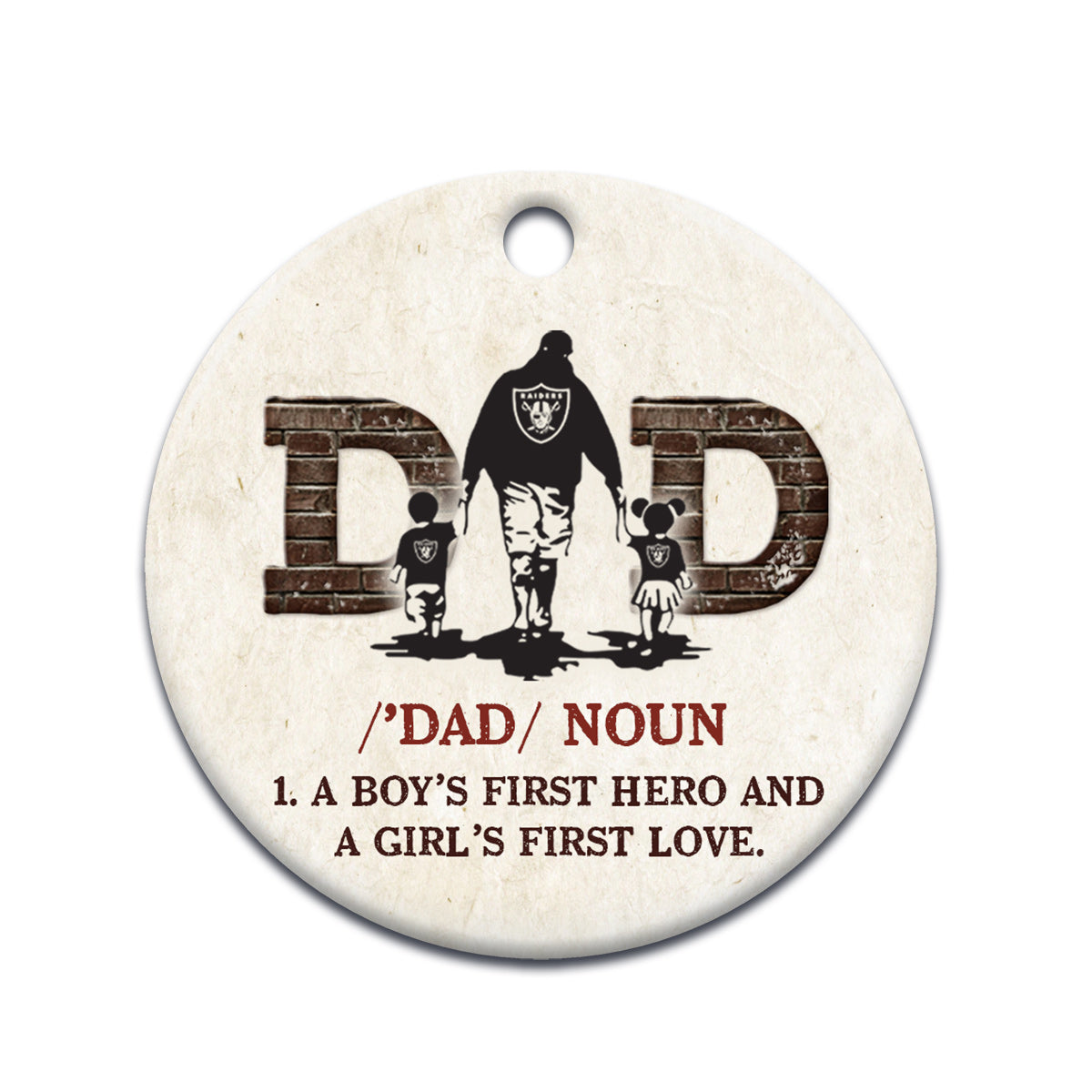 Christmas Gift Dad A Boys First Hero And A Girls First Love Ceramic Circle Ornament - Decorative Ornament - Christmas Ornament