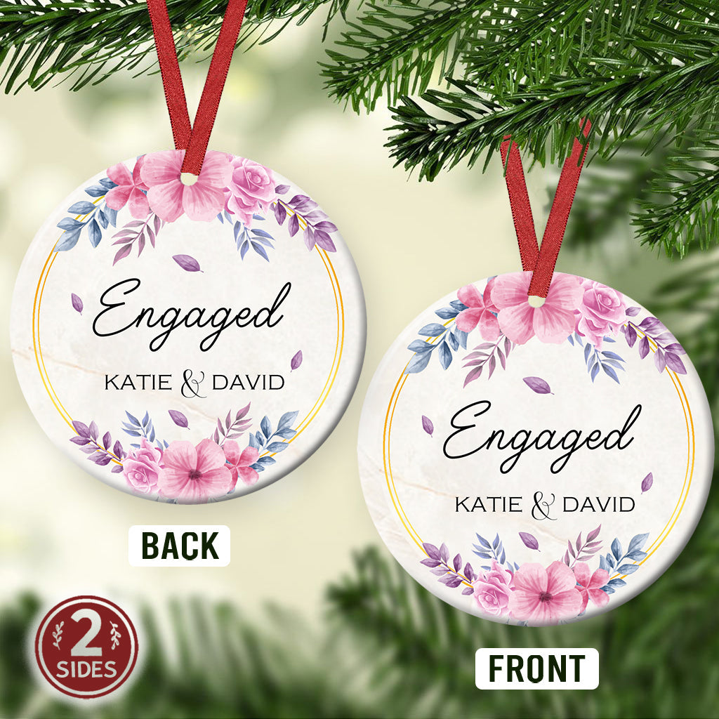 Christmas Gift Engaged Ceramic Circle Ornament - Decorative Ornament - Christmas Ornament