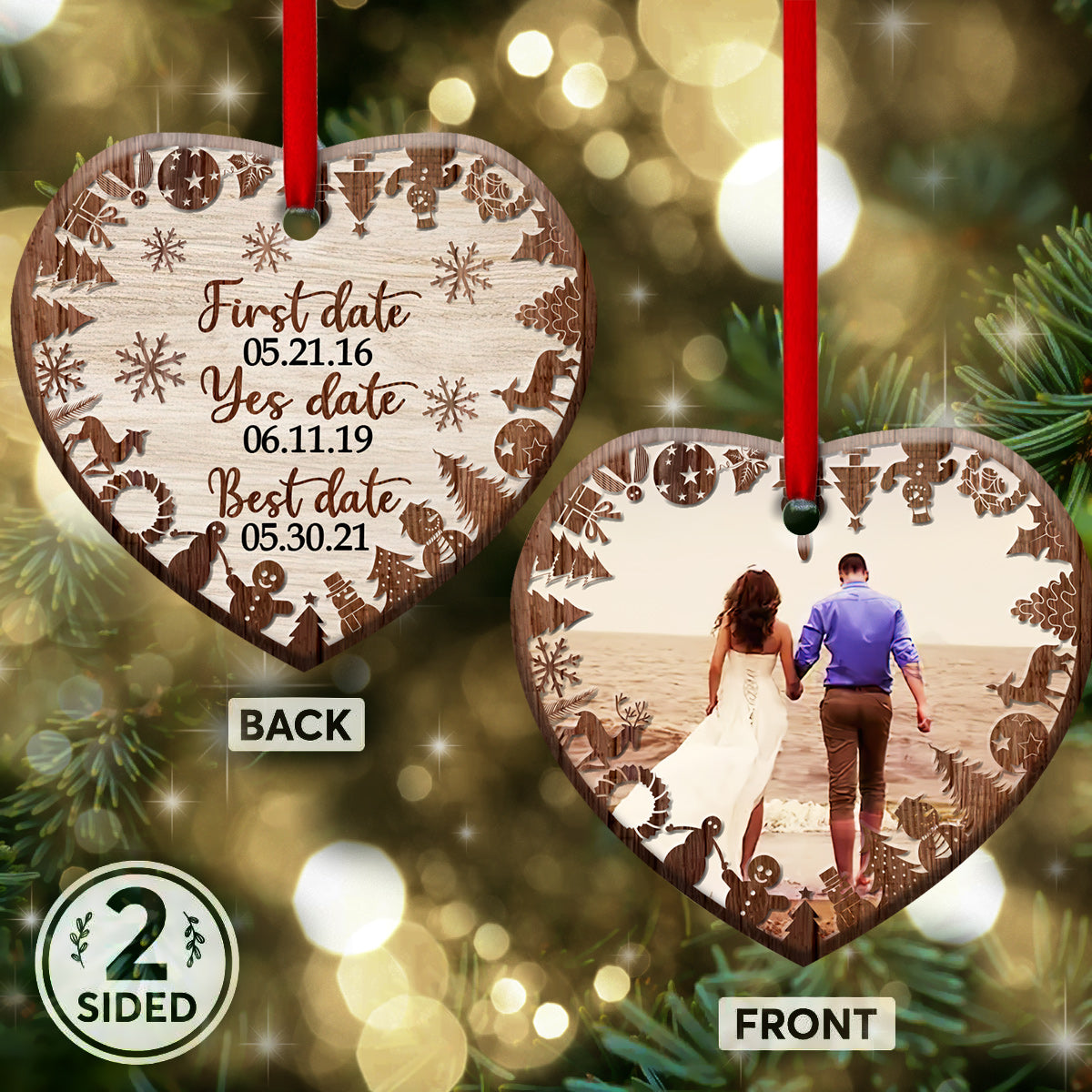 Christmas Gift First Date Heart Ceramic Ornament - Christmas Ornament - Christmas Gift