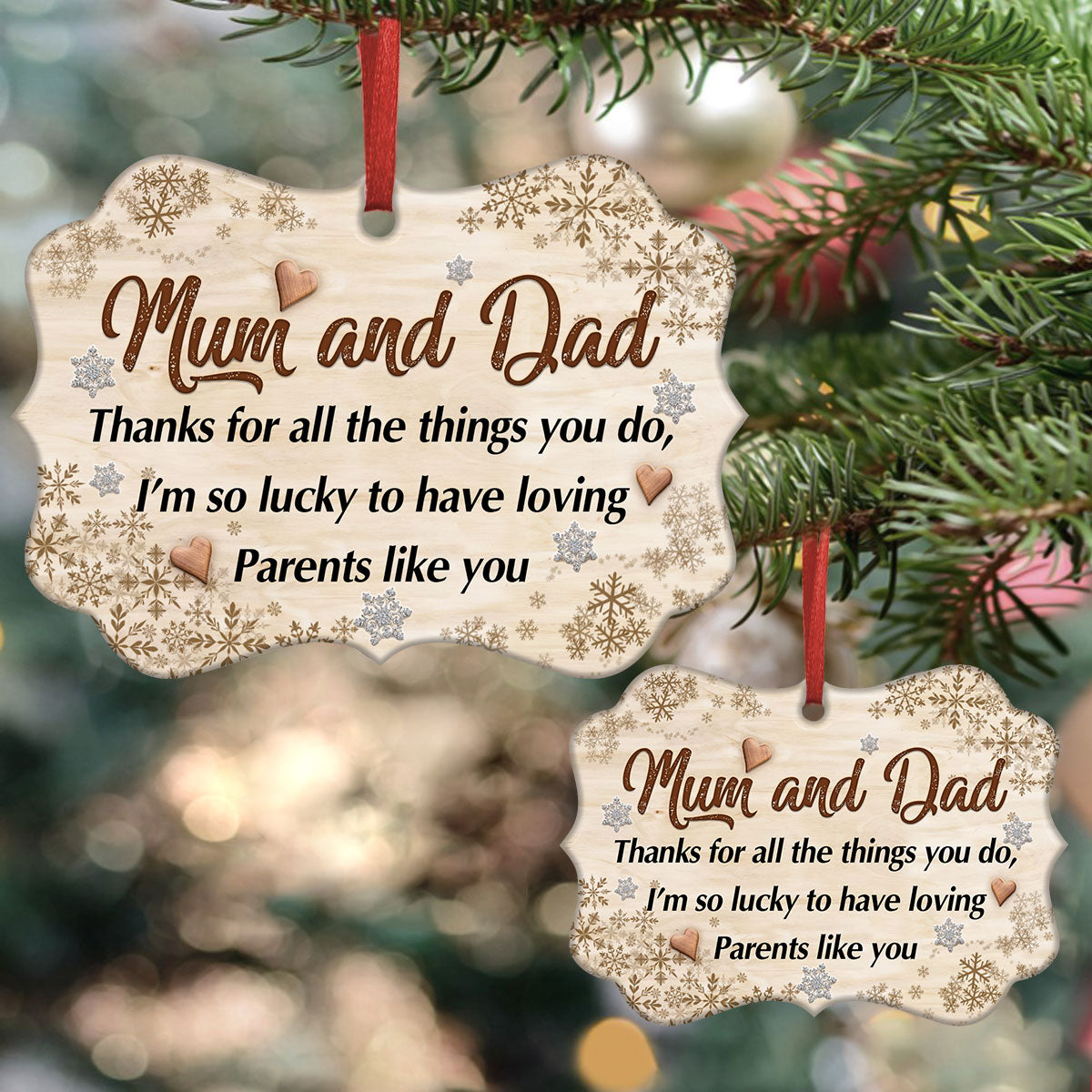 Christmas Gift Mum And Dad Metal Ornament - Christmas Ornament - Christmas Gift