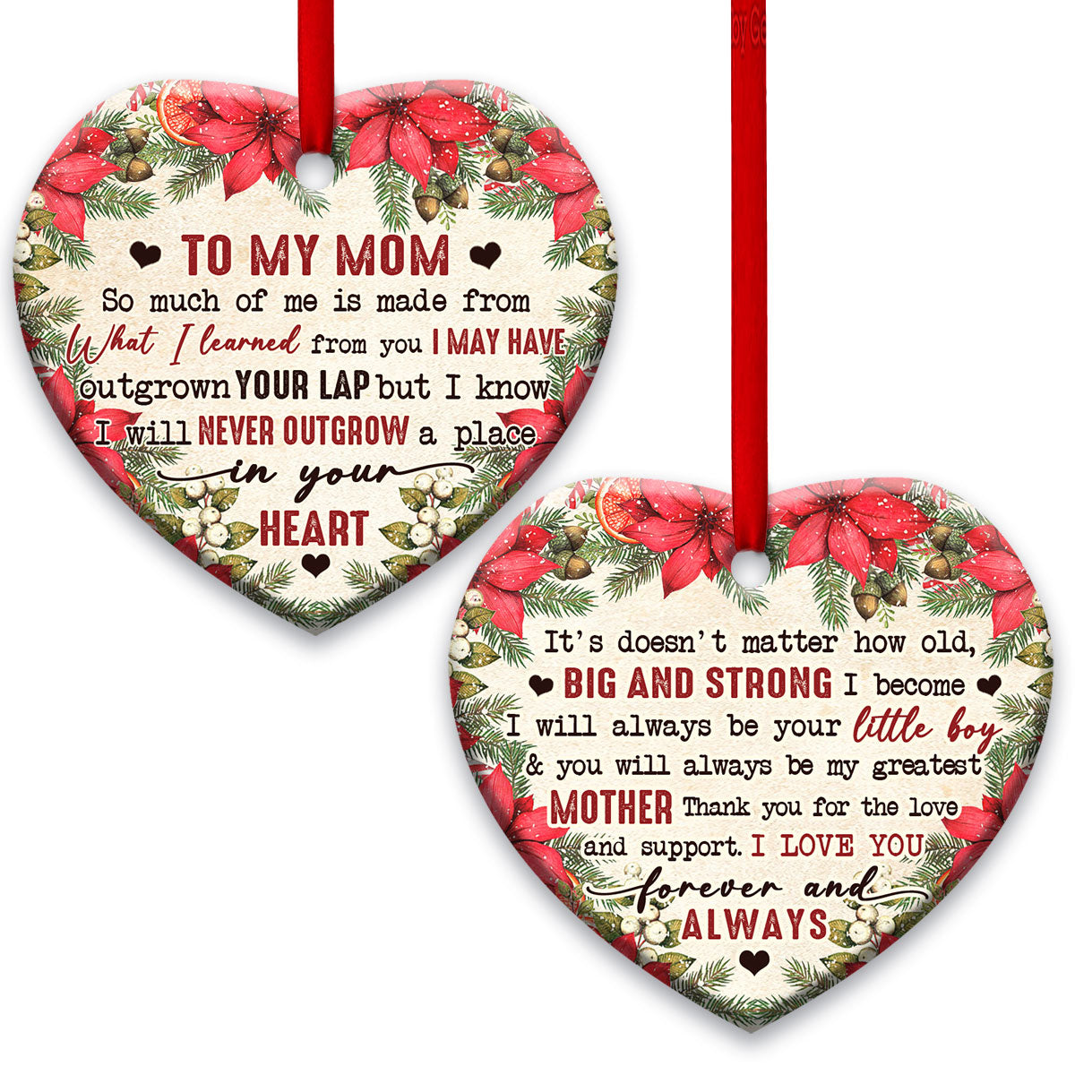 Christmas Gift To My Mom Heart Ornament 1 - Christmas Ornament - Ciaocustom