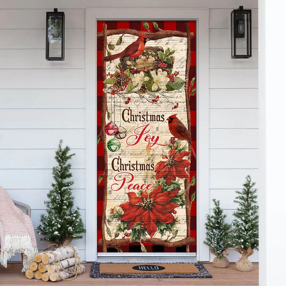 Christmas Joy Christmas Peace Door Cover - Door Christmas Cover - Christmas Outdoor Decoration