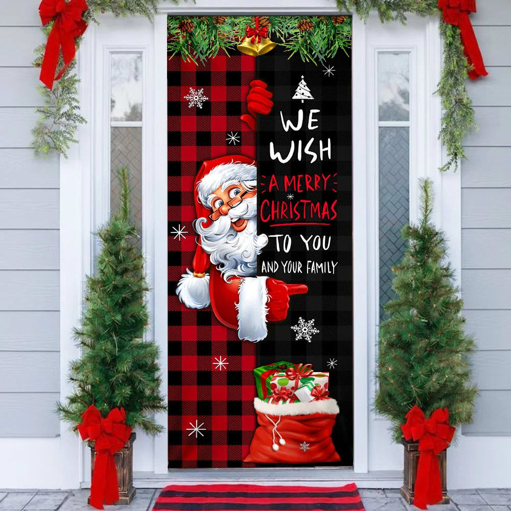 Christmas We Wish You A Merry Christmas To You And Your Family Door Cover - Christmas Outdoor Decoration