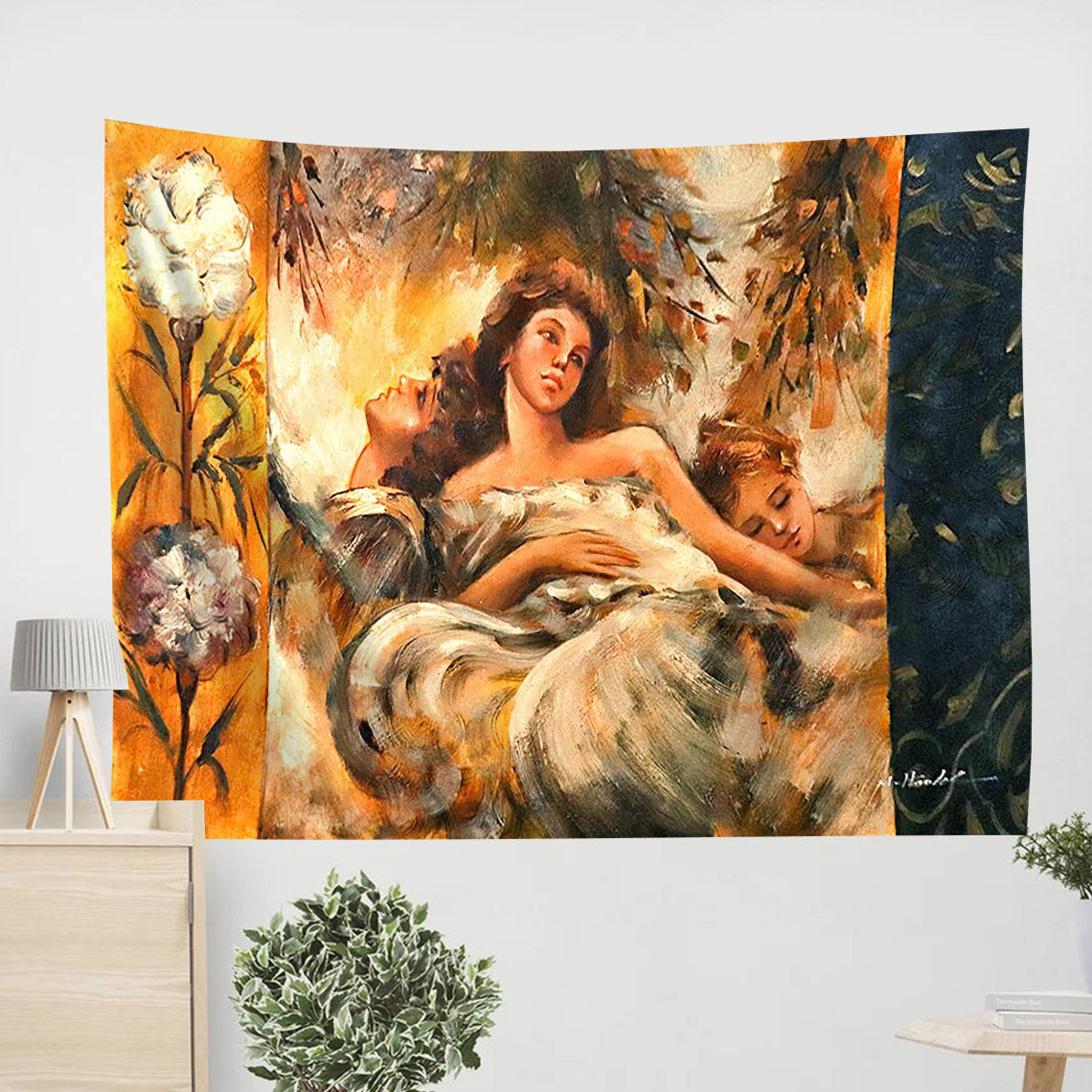 Clasic Oil Love And Tenderness Oil Painting Tapestry - Tapestry Wall Decor - Home Decor Living Room
