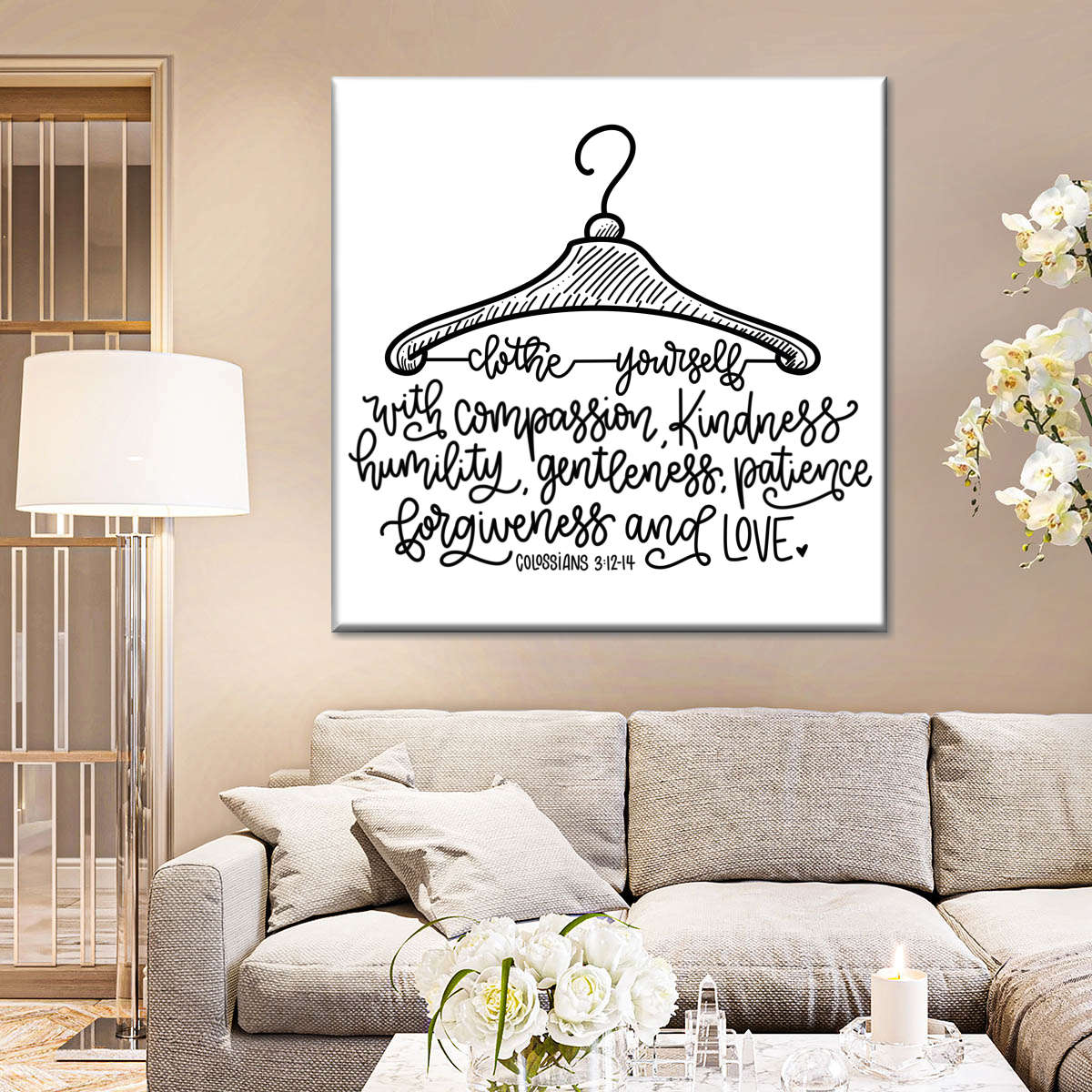 Clothe Yourself II Square Canvas Wall Art - Bible Verse Wall Art Canvas - Religious Wall Hanging