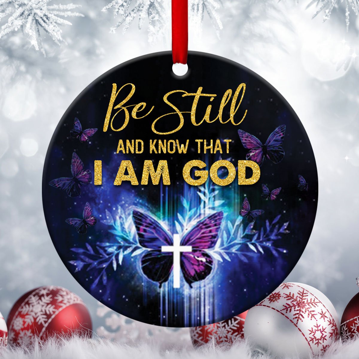 Combo Of 3 Ceramic Circle Ornaments - Love In Faith - Ornaments Hanging Gift - Nativity Ornaments