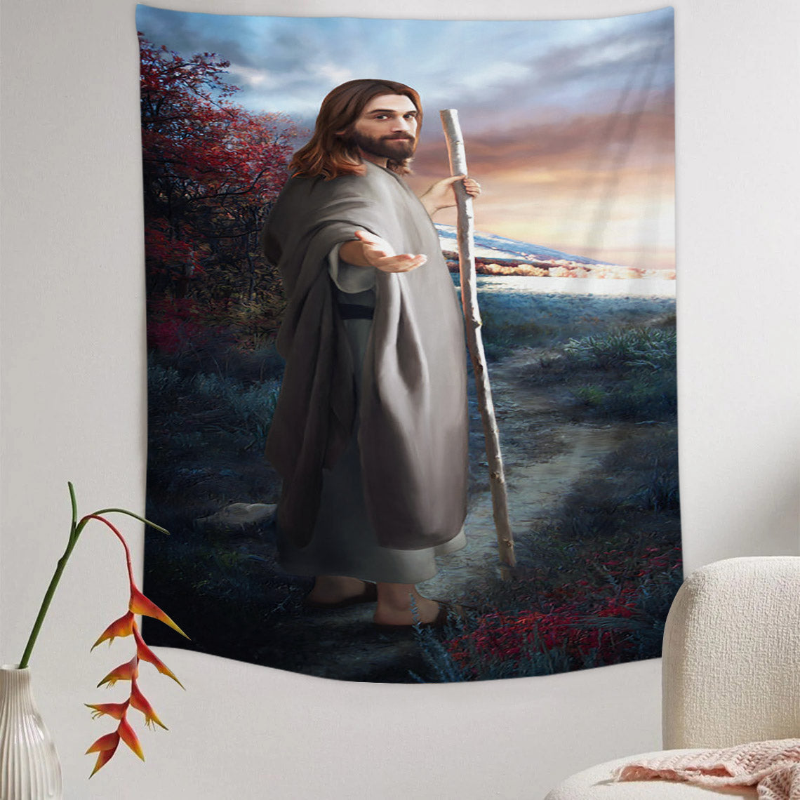 Come Follow Me Tapestry - Jesus Picture - Religious Tapestry - Christian Tapestry Wall Hangings