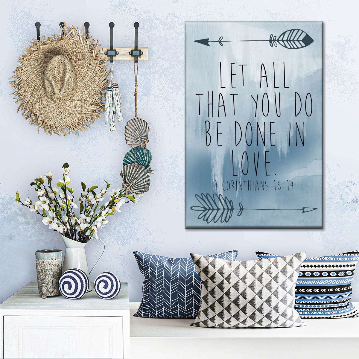Corinthians 16-14 Let All That You Do Be Done In Love Canvas Wall Art - Christian Wall Decor Art - Religious Wall Decor