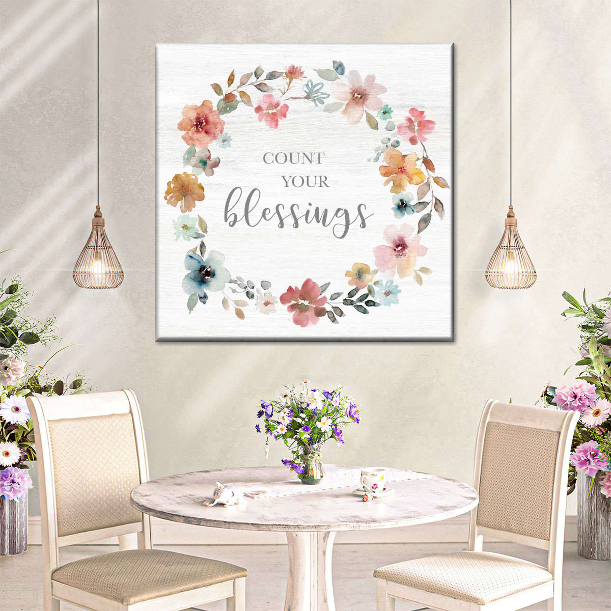 Count Your Blessings Square Canvas Wall Art - Bible Verse Wall Art Canvas - Religious Wall Hanging