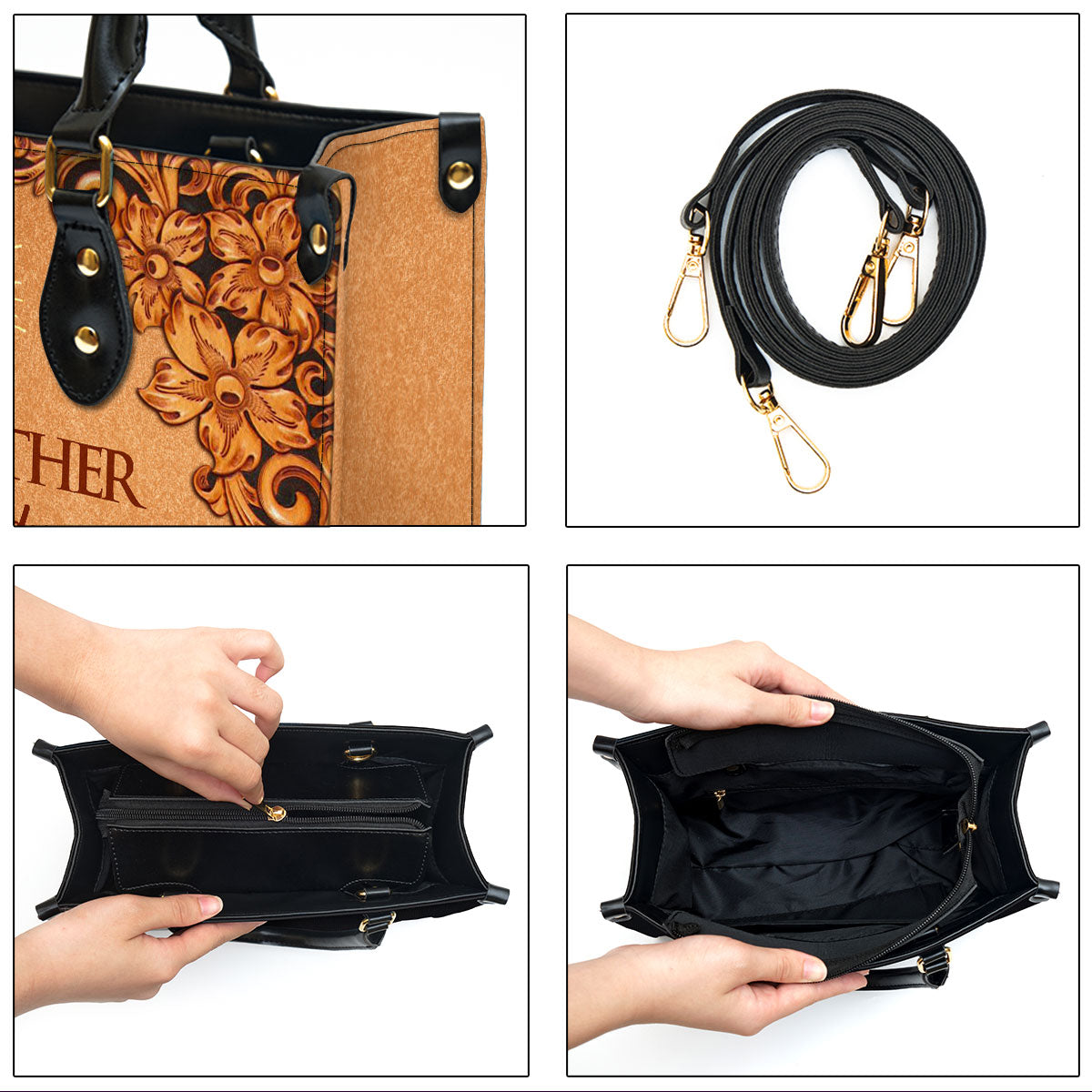 Cross And Pigeon And I Will Ask The Father John 1416 Personalized Zippered Leather Handbag With Handle Christian Gifts For Women