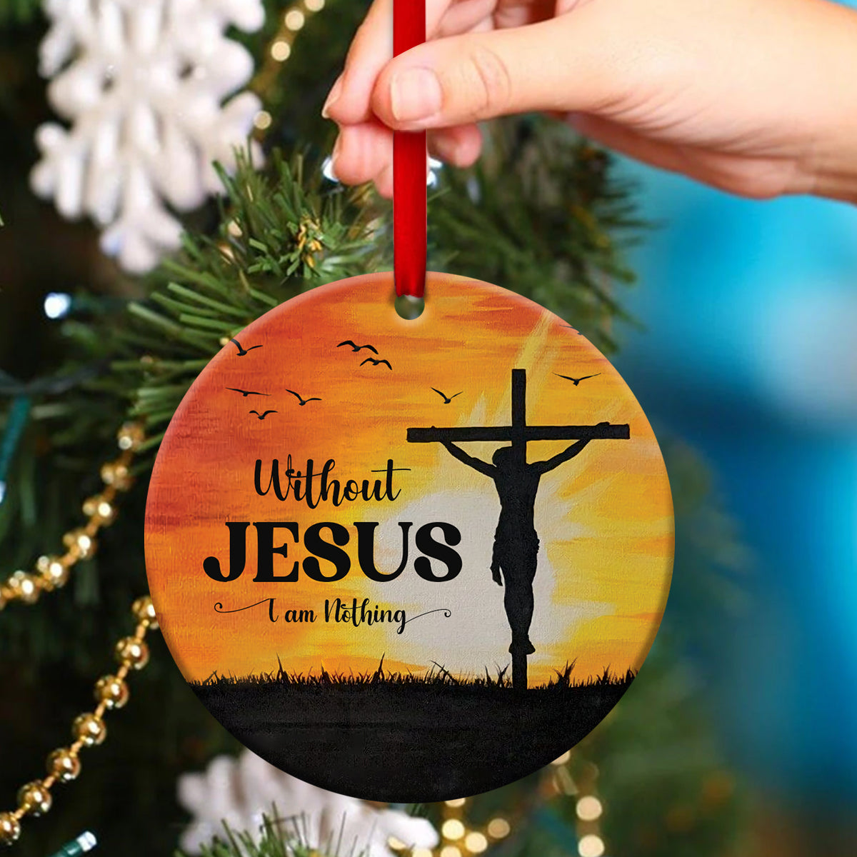 Cross Ceramic Circle Ornament - Jesus Is My Everything - Ornaments Hanging Gift - Nativity Ornaments