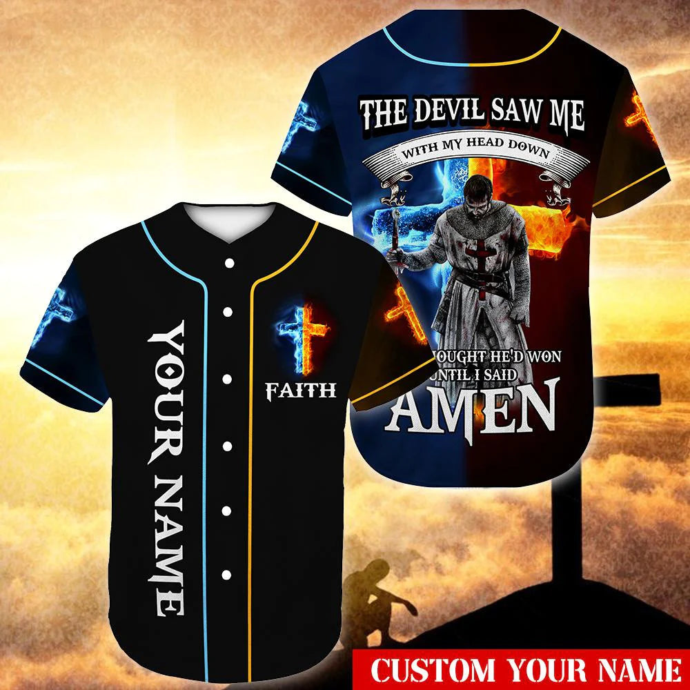 Cross Flame Baseball Jersey - Amen Custom Printed 3D Baseball Jersey S ...