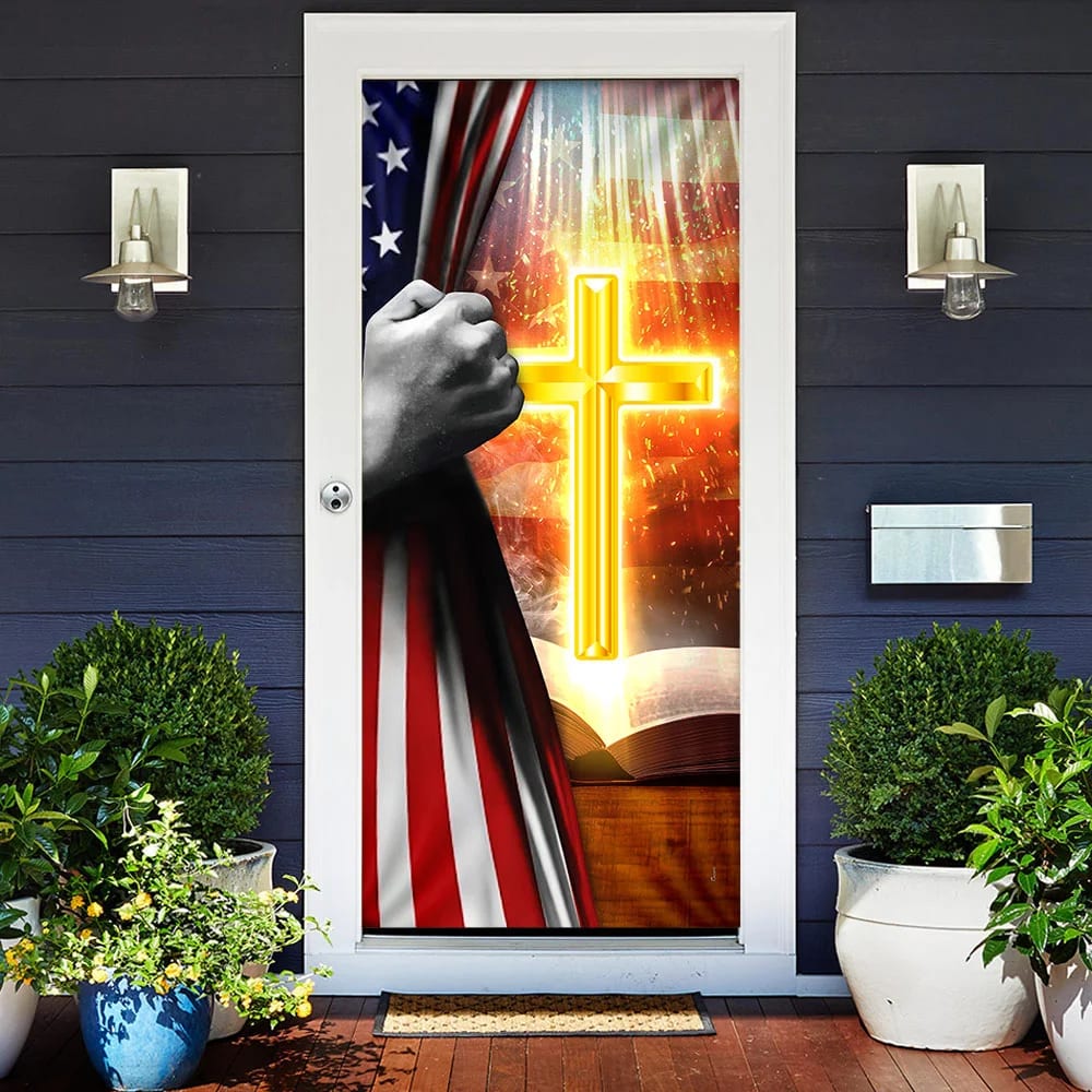Cross On Bible Door Cover - Religious Door Decorations