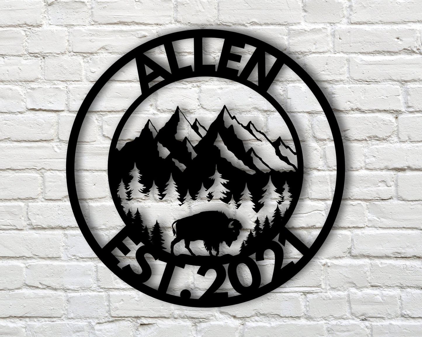 Custom Buffalo Metal Sign - Metal American Bison Sign - Custom Family Name Sign - Personalized Metal Farm Sign - Bison Metal Sign