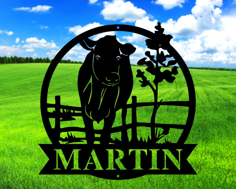 Custom Cow Farm Sign - Metal Cow Sign - Personalized Cow Metal Name Sign - Metal Farm Signs - Farmer Gifts