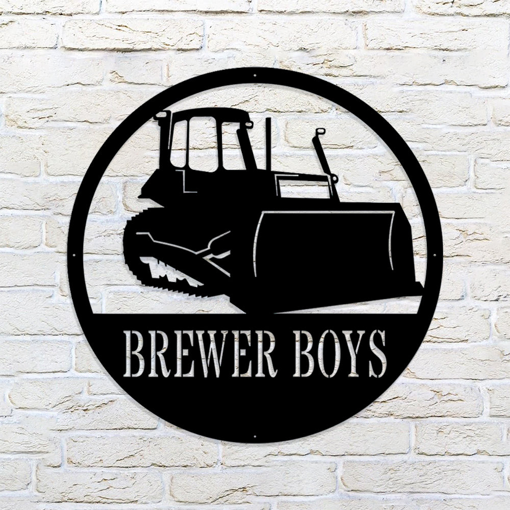 Custom Dozer Metal Sign - Dozer Monogram - Metal Construction Signs - Heavy Equipment Operator Gifts