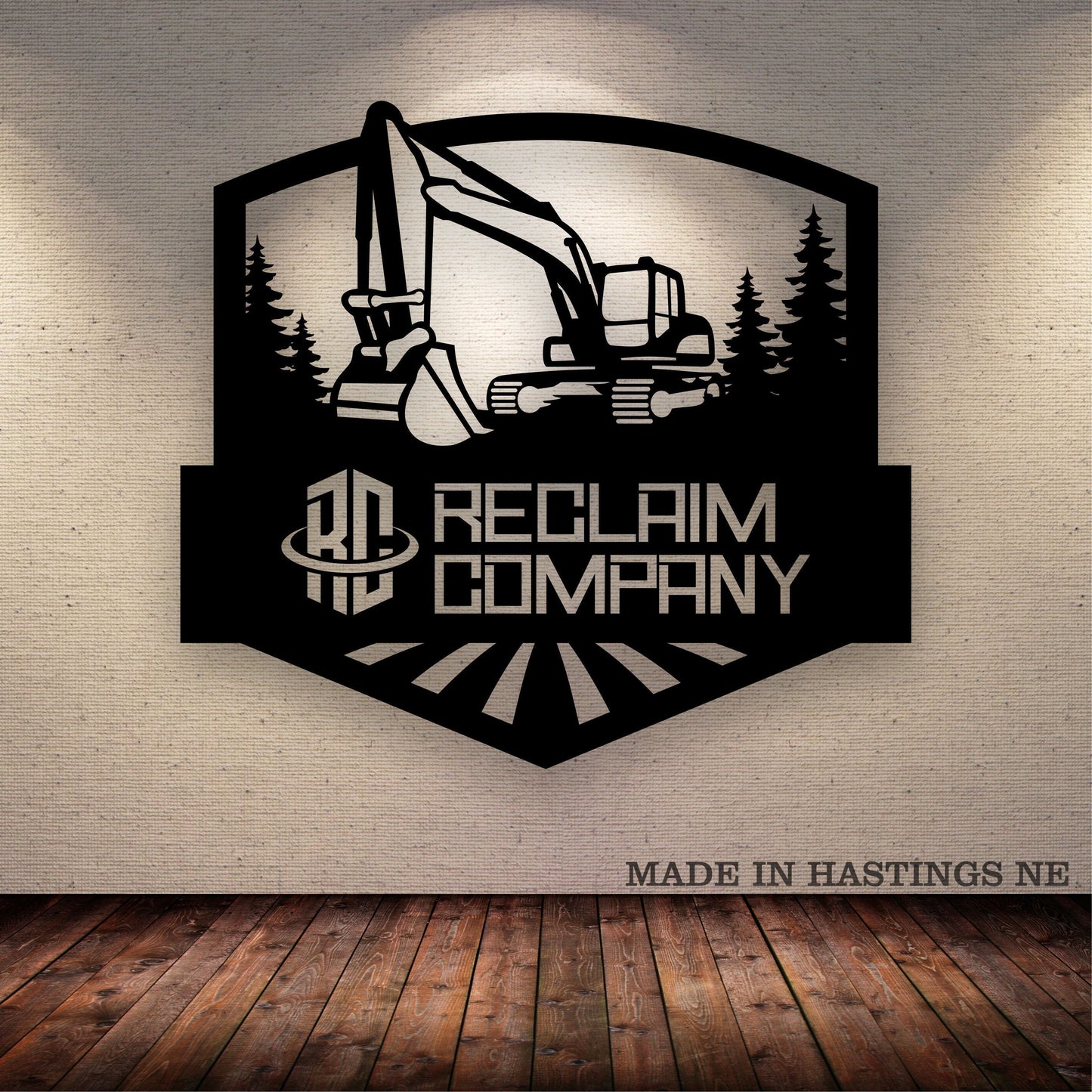 Custom Excavator Trees Arch Vehicle Metal Sign - Metal Decor Wall Art - Heavy Equipment Operator Gifts