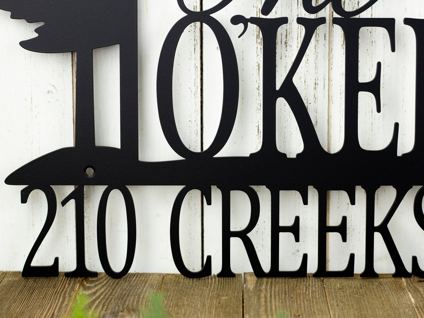 Custom Family Name And Address Pine Tree Metal Sign - Wildlife Theme Outdoor Sign