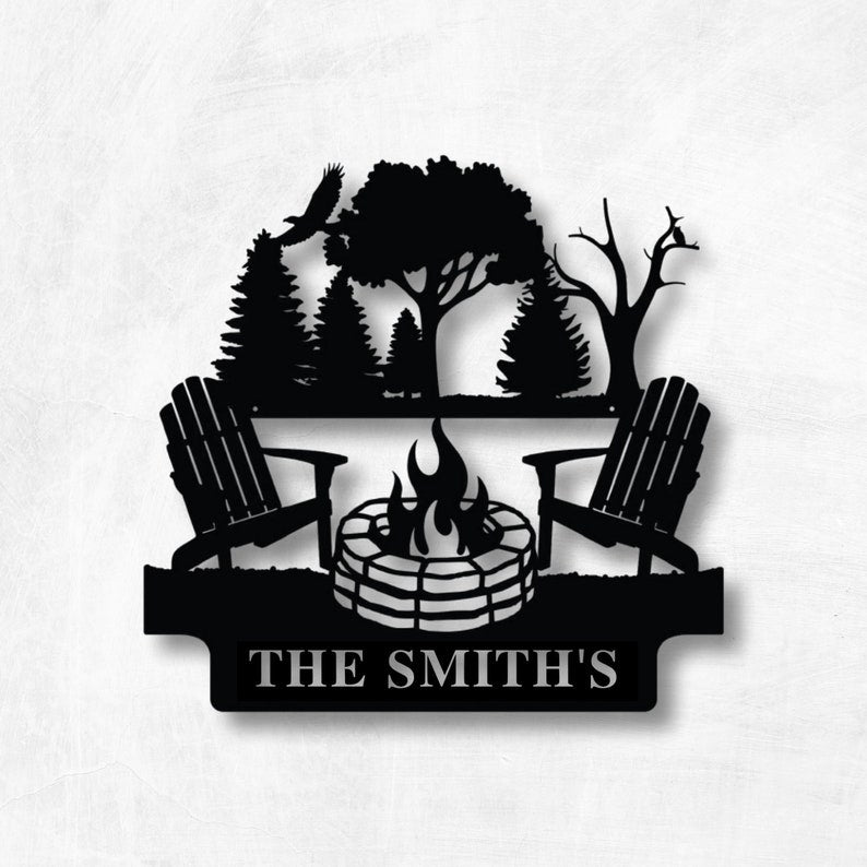 Custom Family Name Campfire Sign - Metal Campfire Sign - Farmhouse Decor - Outdoor Family Sign - Outdoor Decor