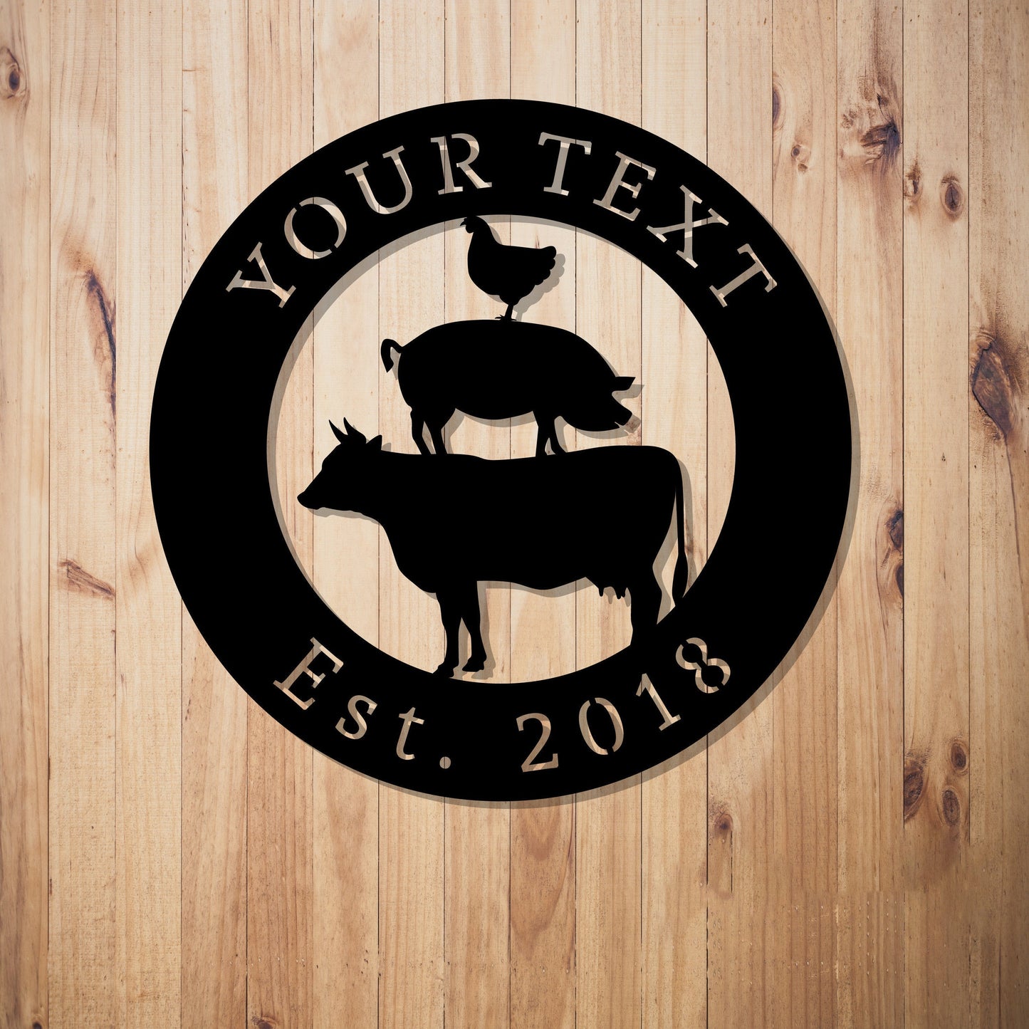 Custom Farm Sign Animals Farm Established Silhouette Farm Steel Sign Steel Art Cow Pig Chicken Animal Farm Sign Metal Art Farmhouse