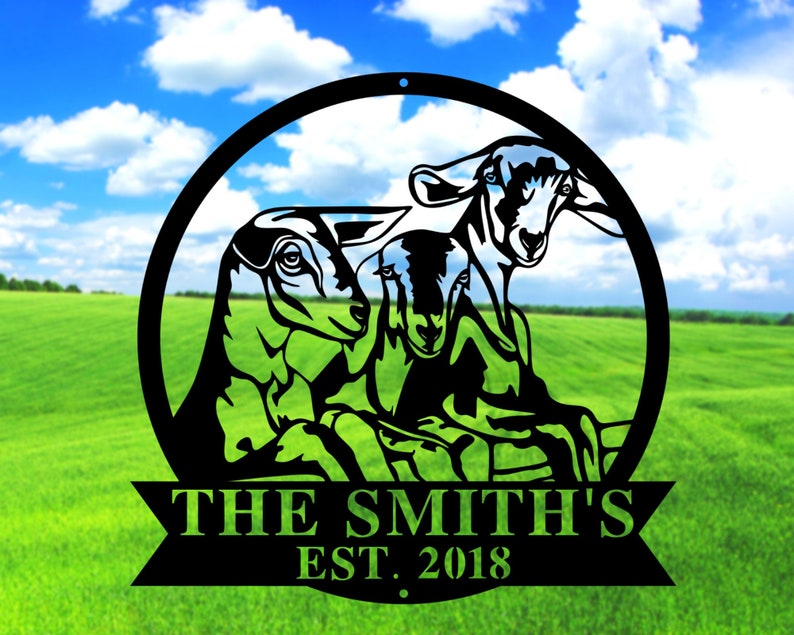 Custom Goats On Fence Sign - Metal Goat Sign - Goat Metal Sign Personalized Goat Farm Sign Goat Sign