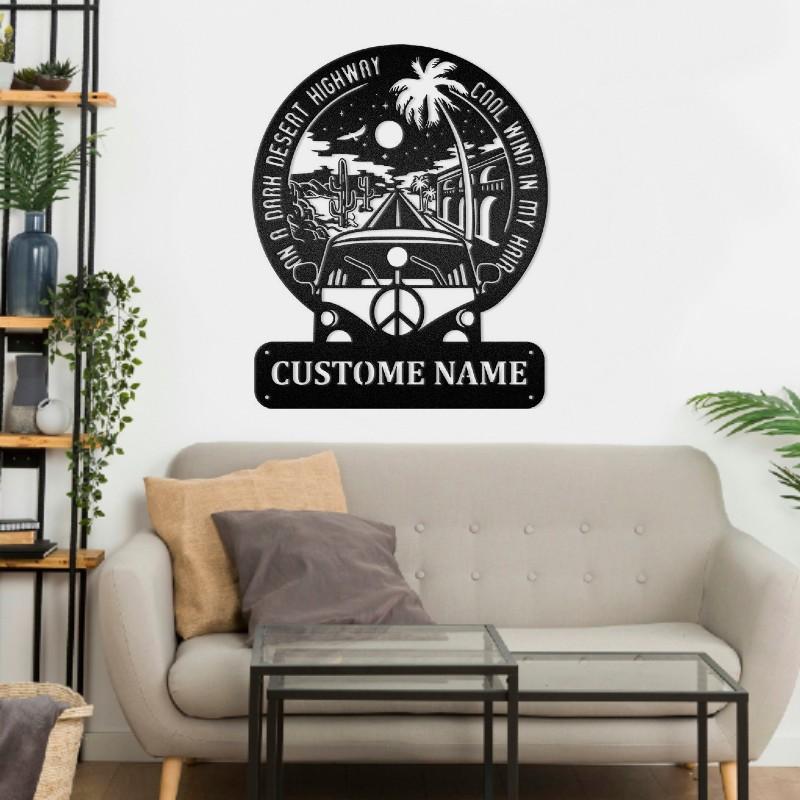 Custom Hippie Vans Wanderlust Vehicle Metal Sign - Metal Decor Wall Art - Heavy Equipment Operator Gifts