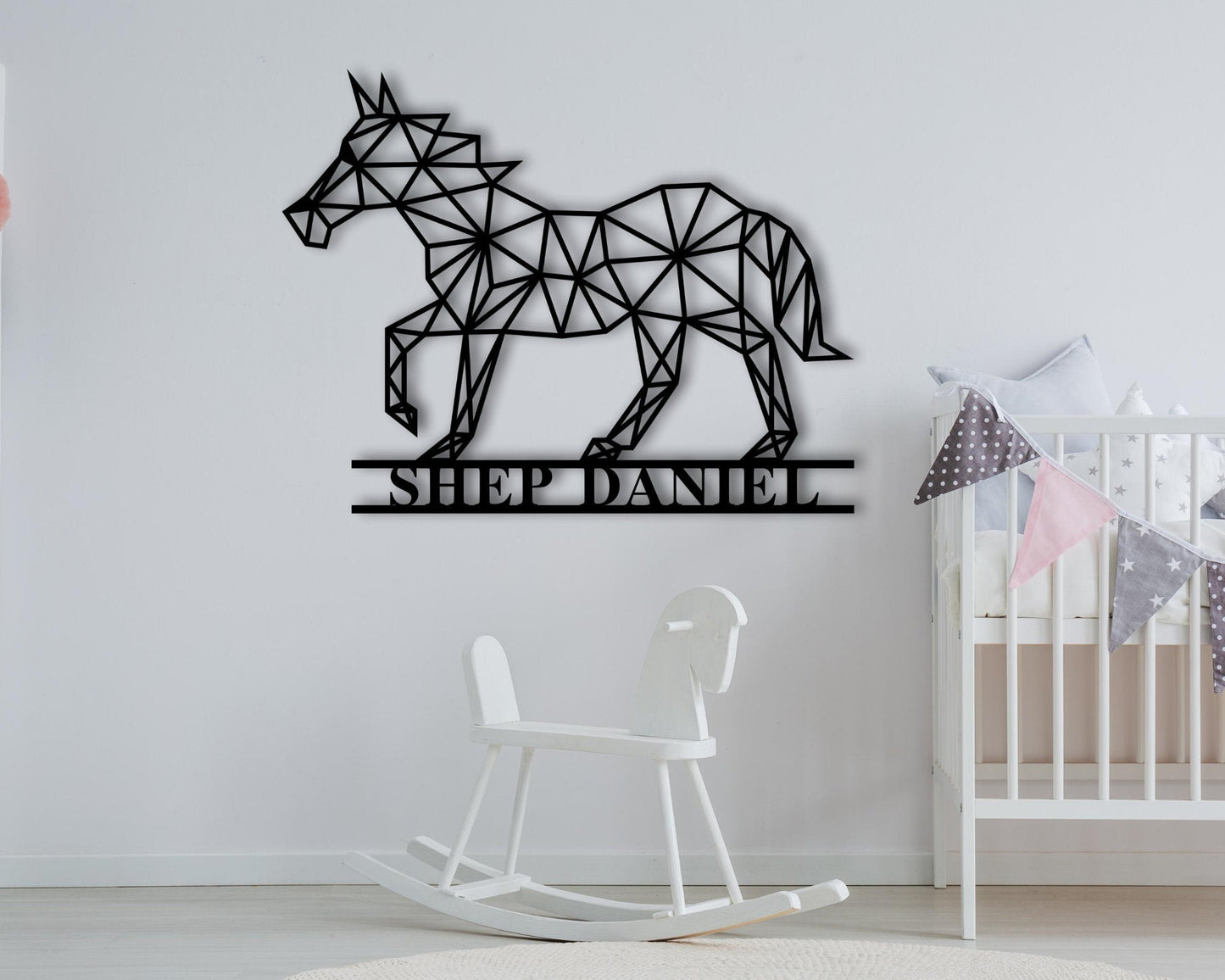 Custom Horse Sign Personalized Geometric Horse Horse Sign Geometric Horse Sign Family Name Signfarmhouse Kids Name Sign Nursery Sign