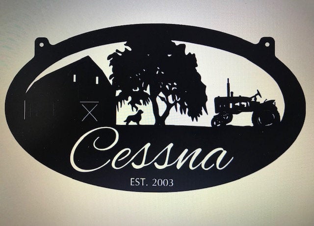 Custom Huge Farm Sign Barntractor Weeping Willow Sign Customized With Your Name Metal Wall Art Metal House Sign