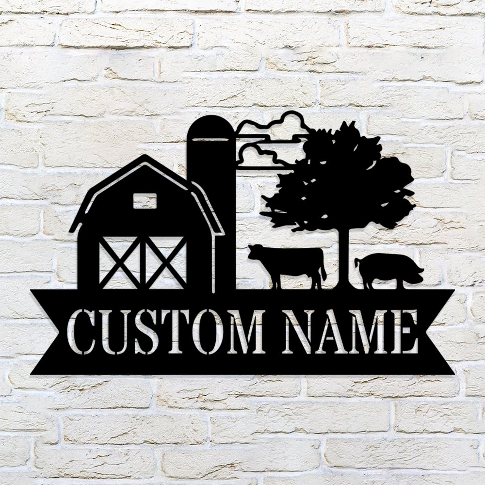 Custom Metal Barn House Sign - Barn House Monogram - Metal Farm Signs - Farmer Gifts