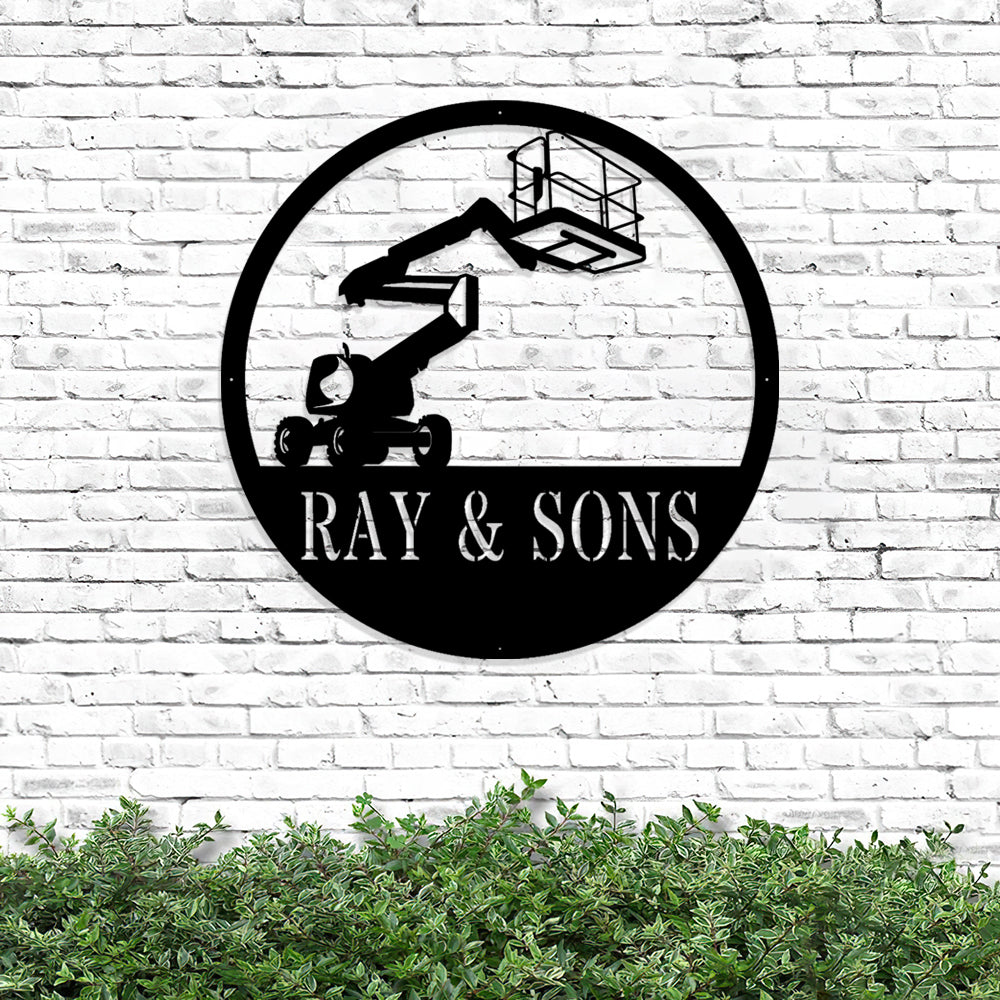 Custom Metal Boom Lift Sign - Metal Construction Signs - Heavy Equipment Operator Gifts