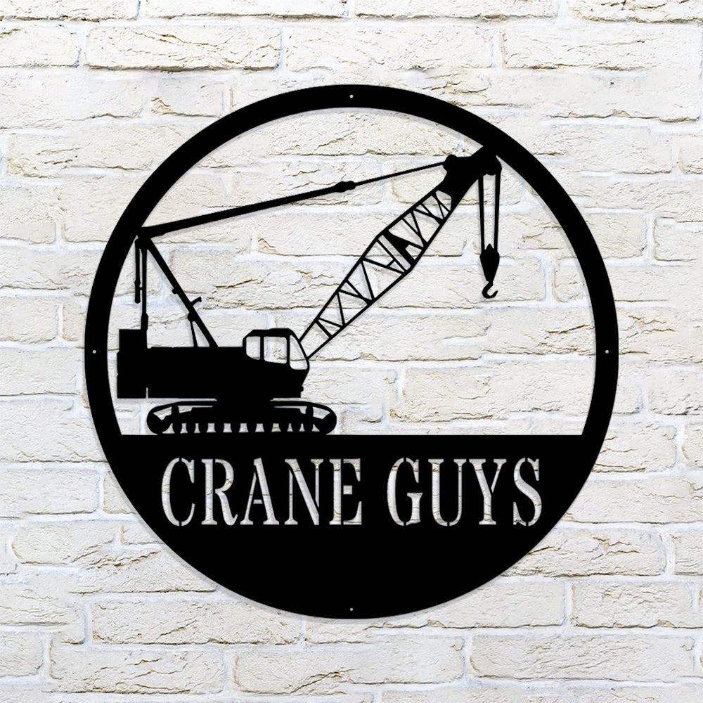 Custom Metal Crane Sign - Crane Monogram - Metal Construction Signs - Heavy Equipment Operator Gifts